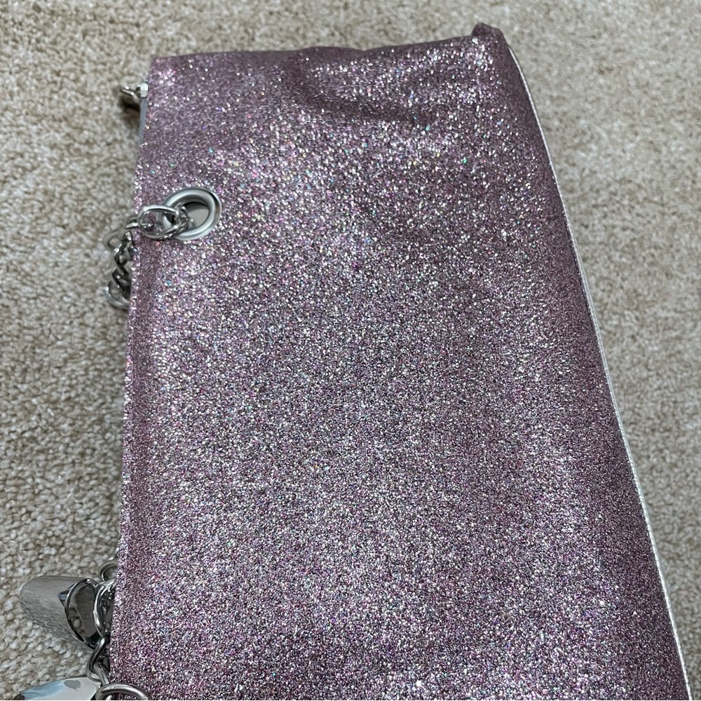 NEW Insulated Wine Bottle Carrier Bag Glitter Pink Silver Bow Stopper Bride - Picture 10 of 13